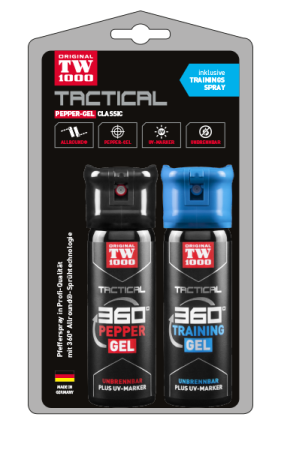 TW1000 TACTICAL Pepper-Gel Classic Twin-Pack inklusive Trainingsspray und UV-Lampe